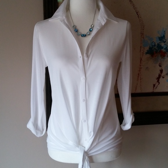 Ann Taylor Tops - Ann Taylor button down tie front blouse - White XS